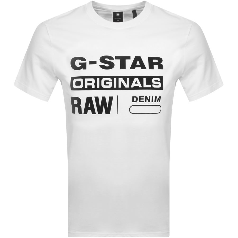 Alternative Image for ProductG Star Raw Logo T Shirt White1